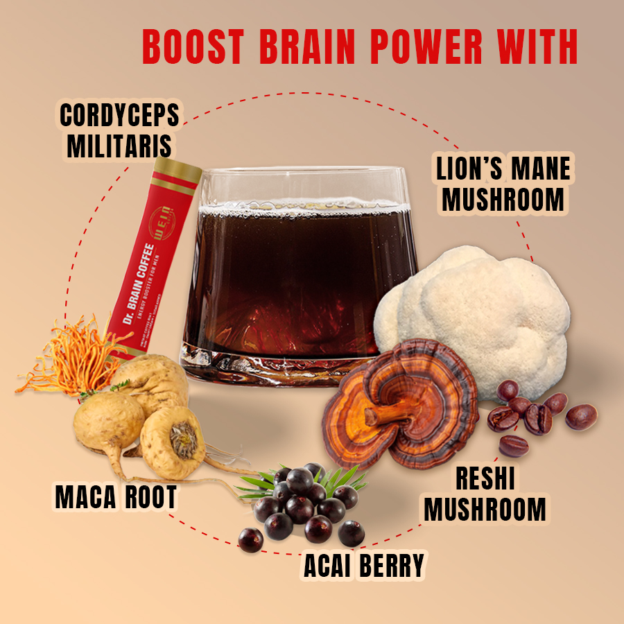 DR. BRAIN COFFEE 6 IN 1 - BOOST BRAIN POWER - BLACK COFFEE 6 IN 1